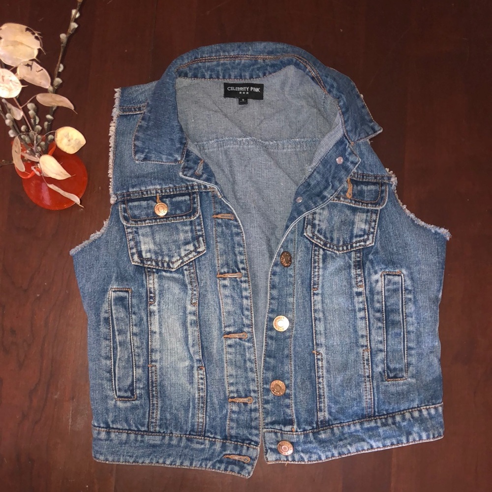 Celebrity pink jean vest